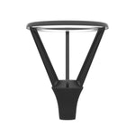 Contemporary LED street light head with distinctive triangular design and energy-efficient illumination