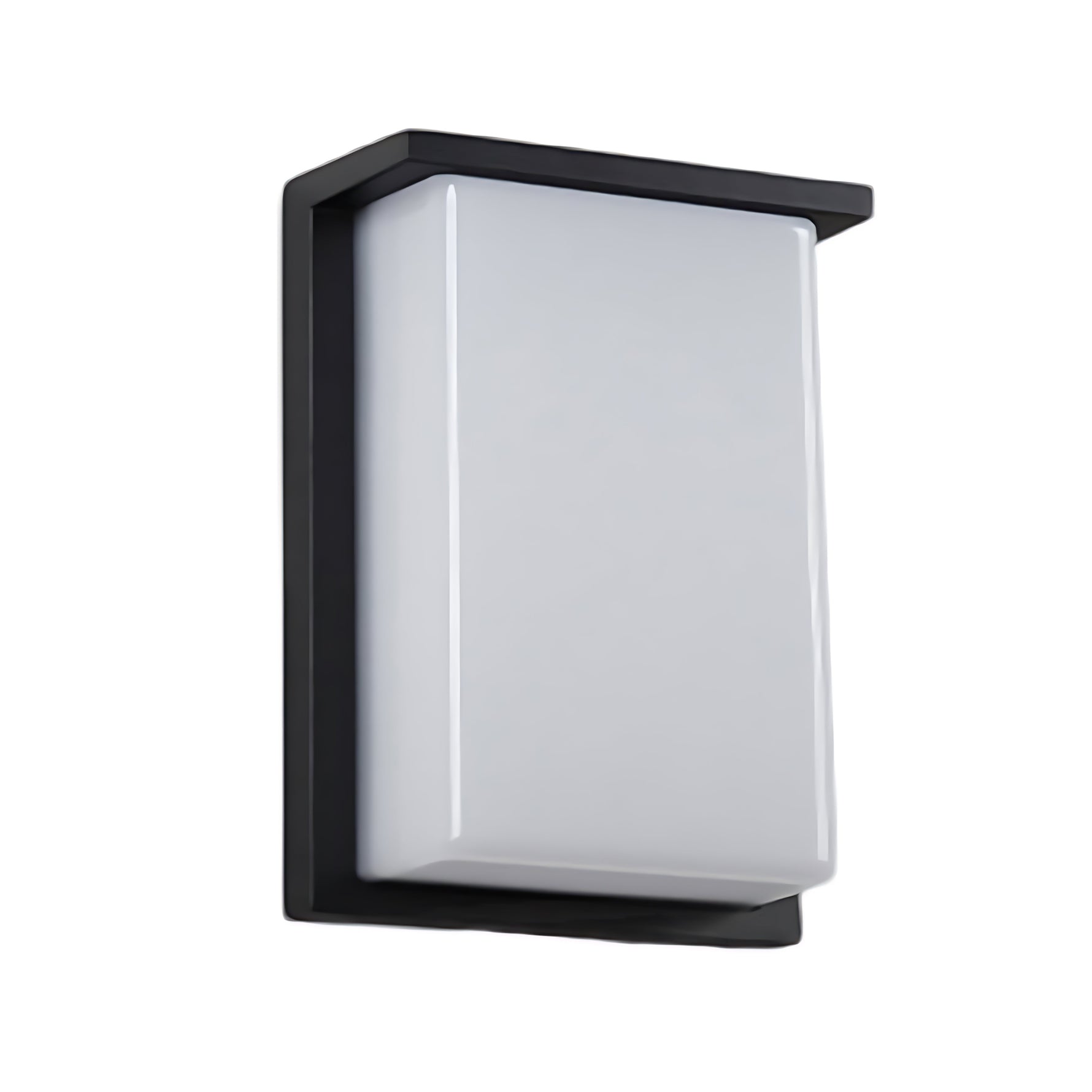 Contemporary outdoor wall sconce with minimalist black border design displayed in three angles