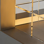 Contemporary overhead lighting installation with linear LED strips creating dramatic illumination on modern building facade