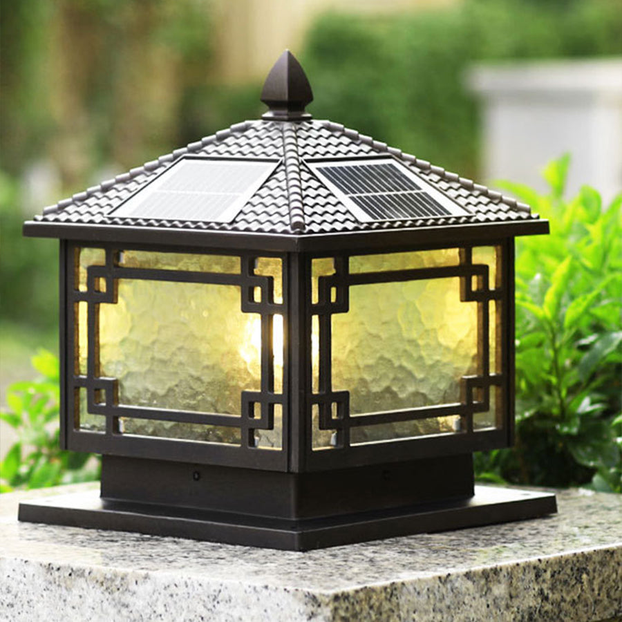 Contemporary square outdoor light with sleek black frame and efficient LED illumination
