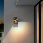 Contemporary wall sconce in minimalist hallway interior with clean architectural lines