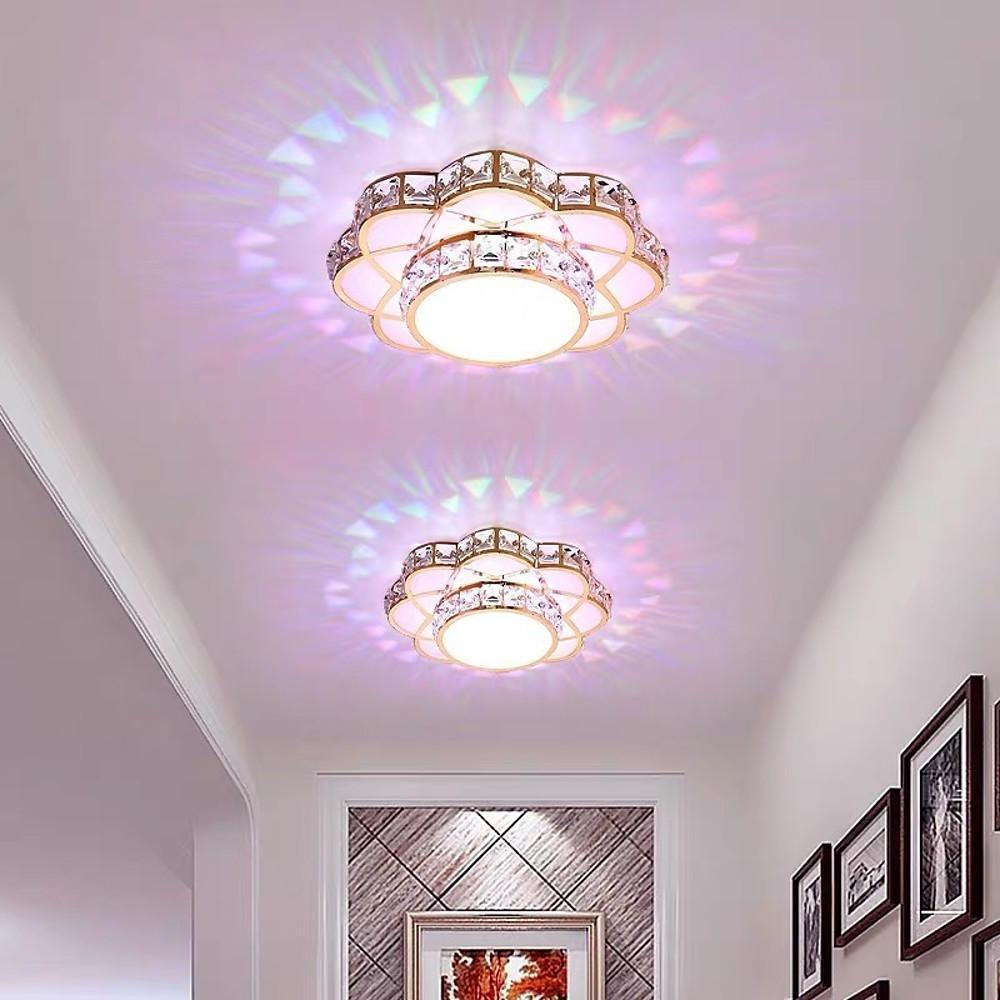 Flower Effect Metal Crystal LED Flush Mount Ceiling Light for Hallway Entryway Lighting - Lamp Outdoor