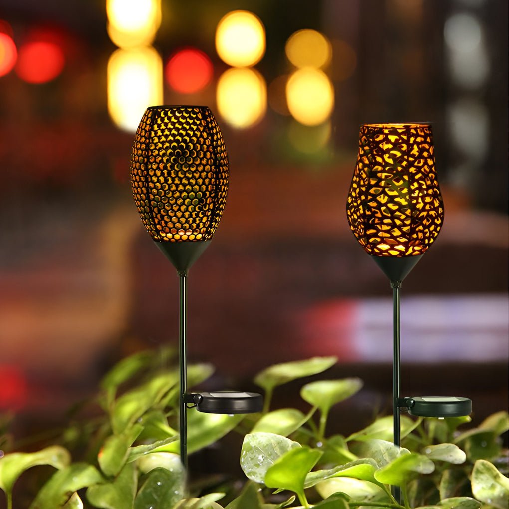 Vintage Red Wine Glass Solar LED Garden Lights Enchanting Outdoor Ambiance - Lamp Outdoor