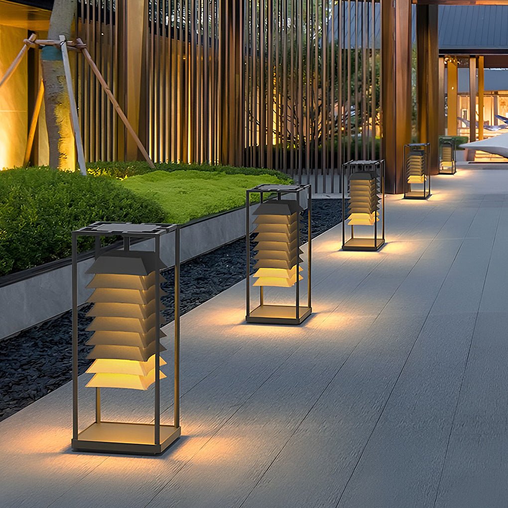 Freestanding Layered LED Pillar Light Outdoor Waterproof Garden Lamp - Lamp Outdoor
