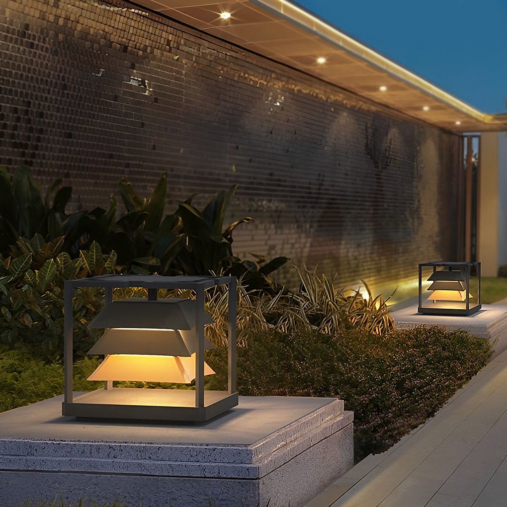 Freestanding Layered LED Pillar Light Outdoor Waterproof Garden Lamp - Lamp Outdoor