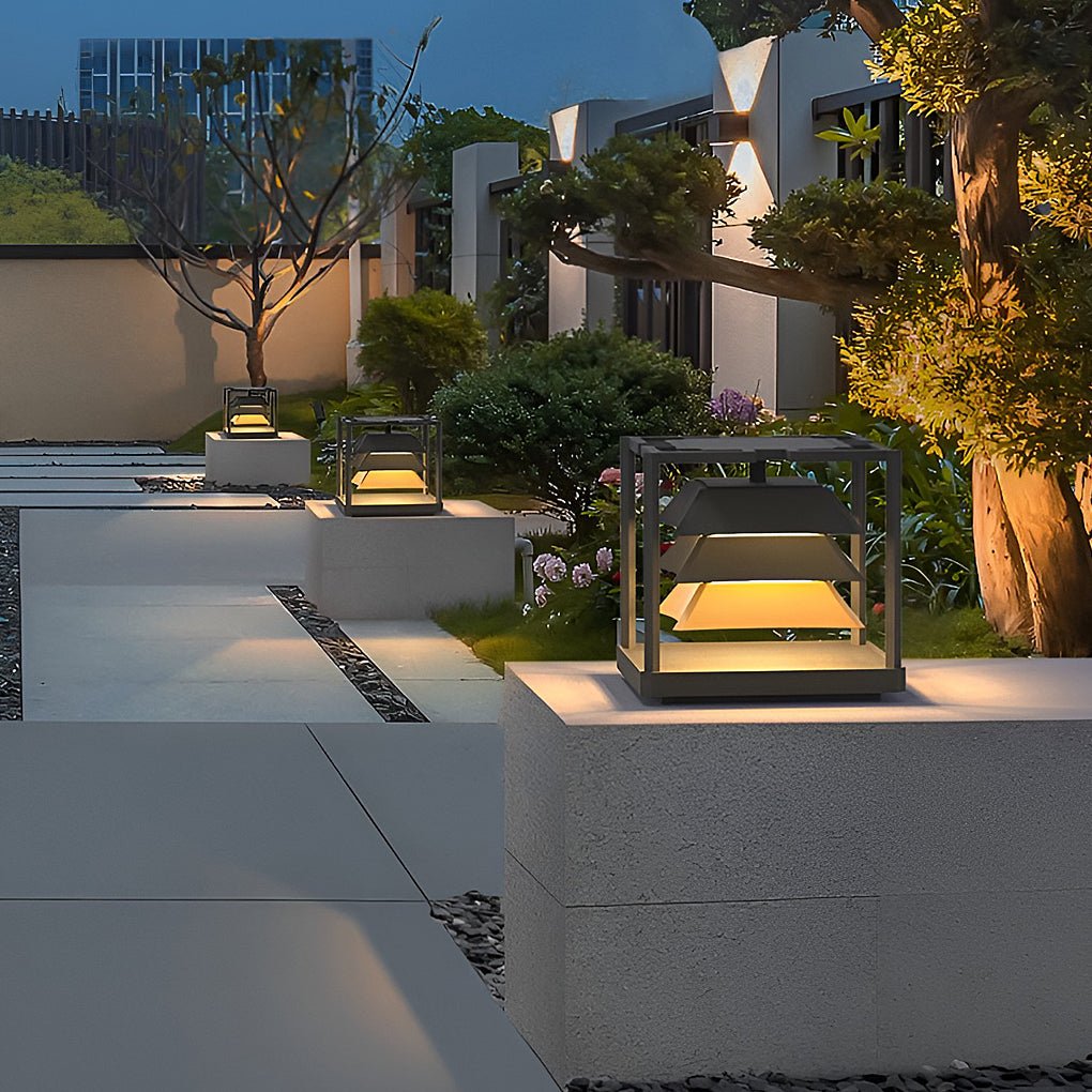 Freestanding Layered LED Pillar Light Outdoor Waterproof Garden Lamp - Lamp Outdoor
