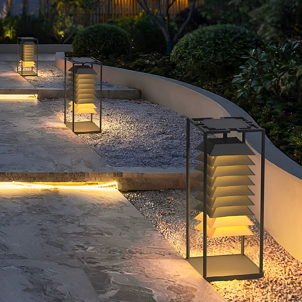 Freestanding Layered LED Pillar Light Outdoor Waterproof Garden Lamp - Lamp Outdoor