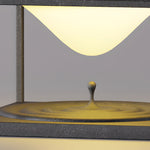 Cross-section view revealing internal LED component and warm light distribution pattern within fixture