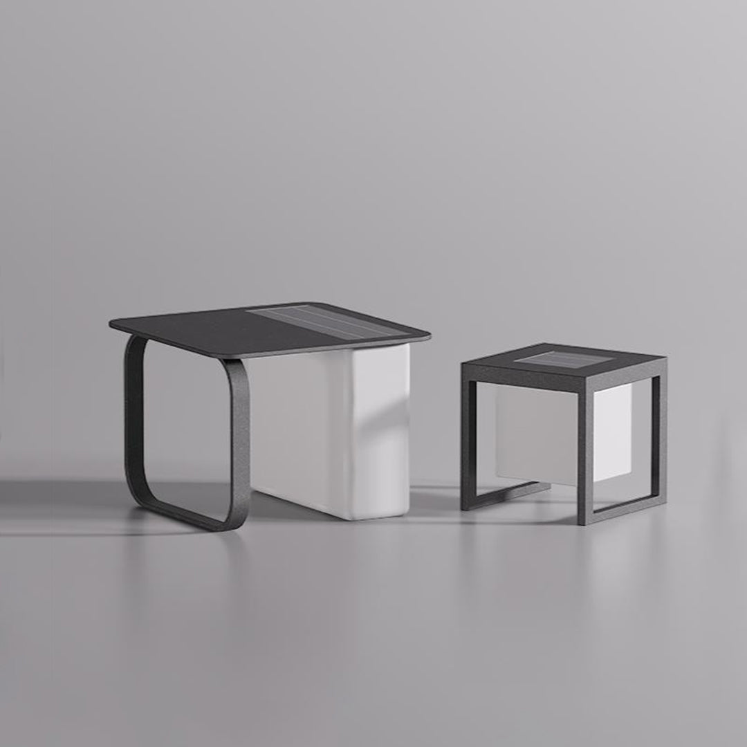 Product comparison showing two different sizes of modern cube lights with black frames
