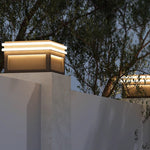 Architectural cube lighting installation on stone steps creating dramatic pathway illumination and visual interest