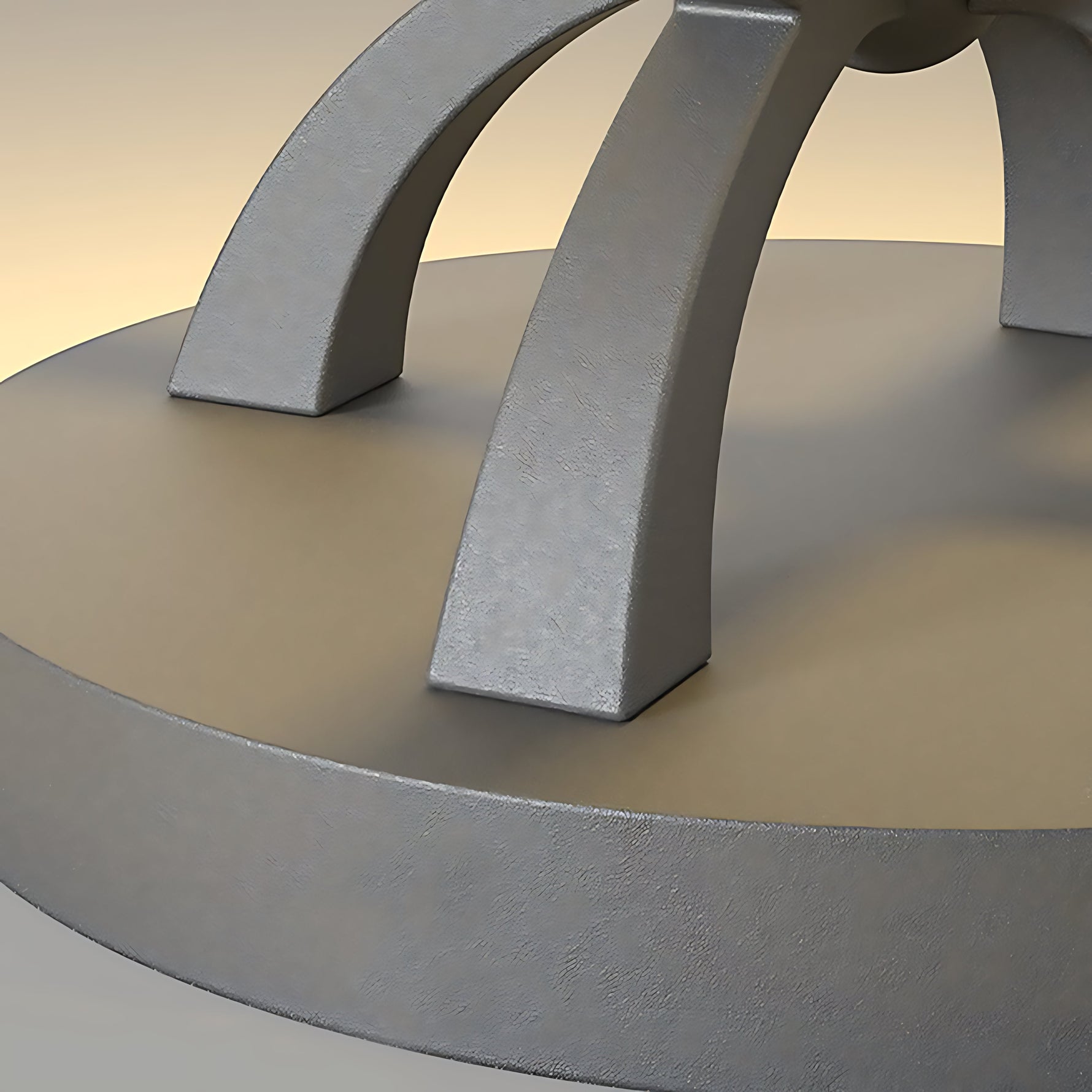 Curved concrete architectural elements with integrated LED lighting creating sculptural pathway illumination at dusk