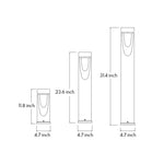 Technical specification drawing for cylindrical bollard light with curved cutout design and measurements