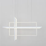 31.5'' Three-Part Futuristic Square Rectangular Hybrid Aluminum Chandelier with Capable Ambient Lights - Lamp Outdoor