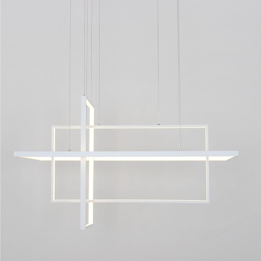 31.5'' Three-Part Futuristic Square Rectangular Hybrid Aluminum Chandelier with Capable Ambient Lights - Lamp Outdoor