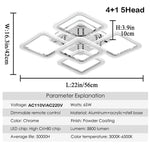 5 Square LED Modern Ceiling Lights Fixture Flush Mount Lighting Ceiling Lamp - Lamp Outdoor