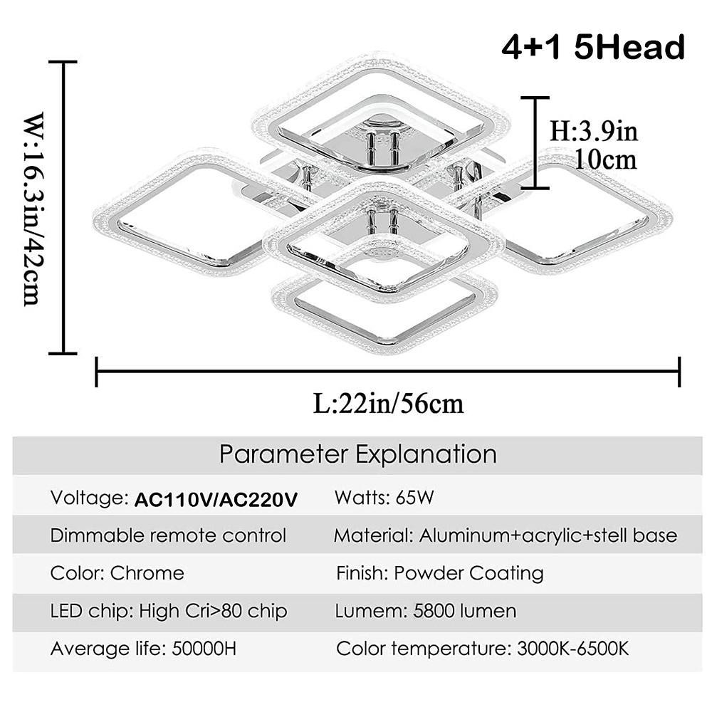 5 Square LED Modern Ceiling Lights Fixture Flush Mount Lighting Ceiling Lamp - Lamp Outdoor