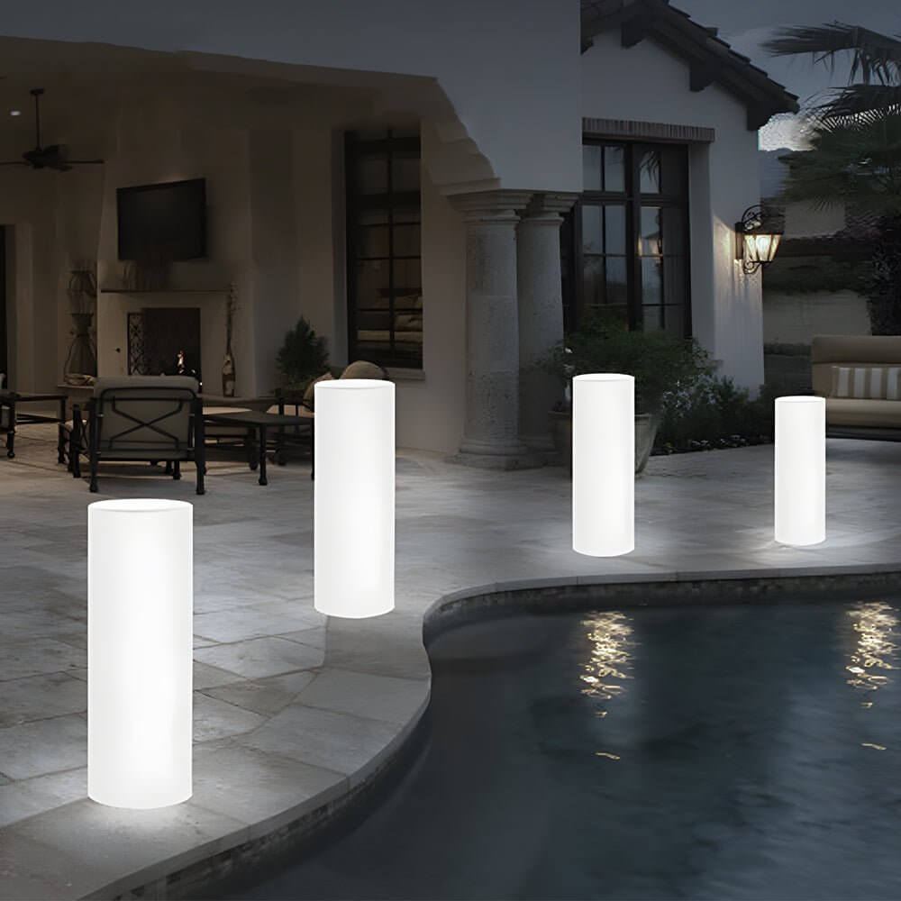 Cylinder PE LED Outdoor Floor Lamp with Remote, Color Changing RGB - Lamp Outdoor