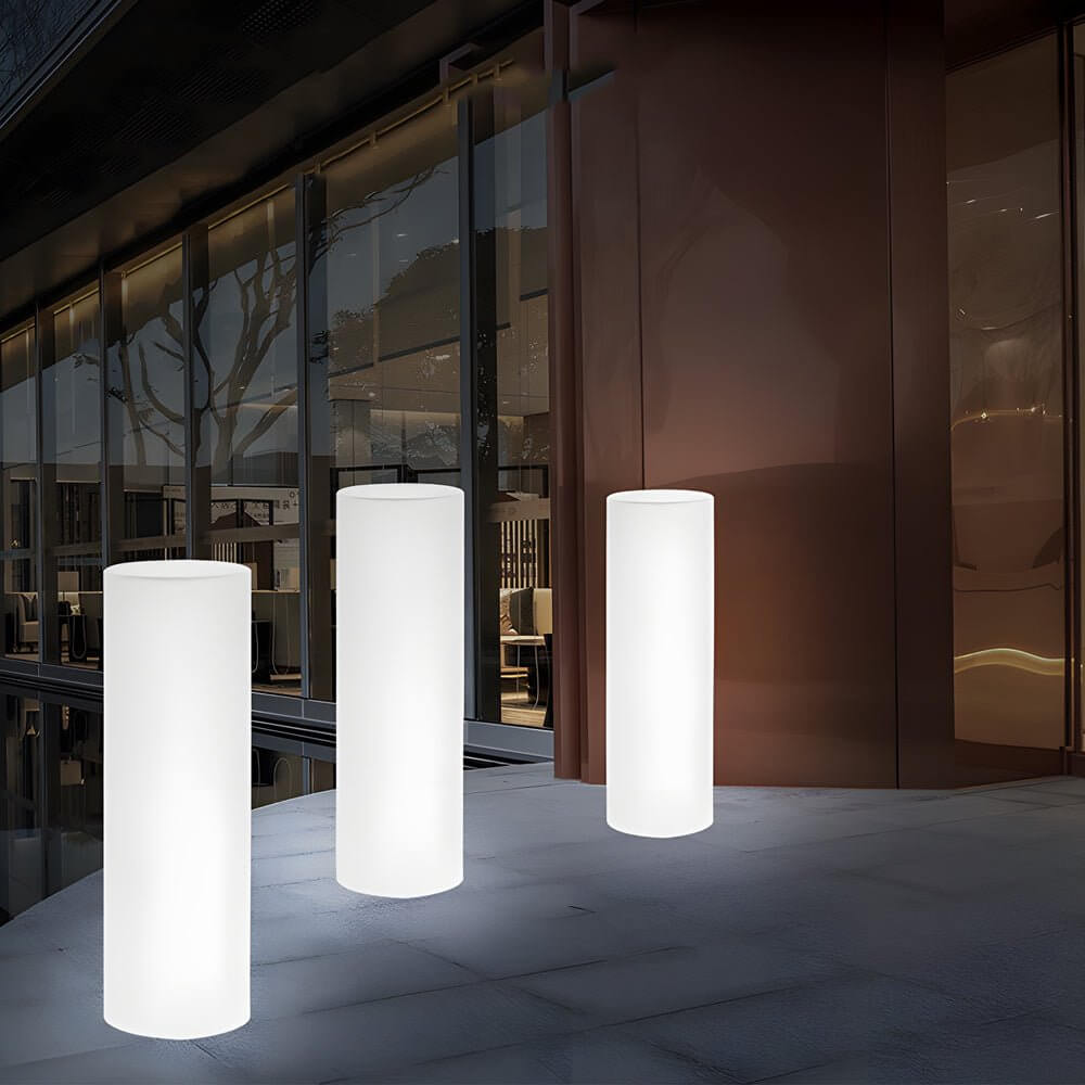 Cylinder PE LED Outdoor Floor Lamp with Remote, Color Changing RGB - Lamp Outdoor