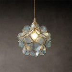 Flower Patterned Modern Glass Copper Pendant Light Kitchen Hanging Pendant Lights - Lamp Outdoor