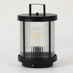 Striped Glass Cylindrical Waterproof Portable Solar Outdoor Lanterns - Dazuma