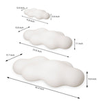 Technical specification drawing showing three sizes of cloud-shaped light fixtures with dimensions