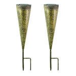 Decorative Solar-Powered Garden Stake Lights 2 Pack with Floral Patterns - Lamp Outdoor