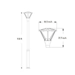 Technical drawing with dimensional specifications and installation details for decorative street light fixture