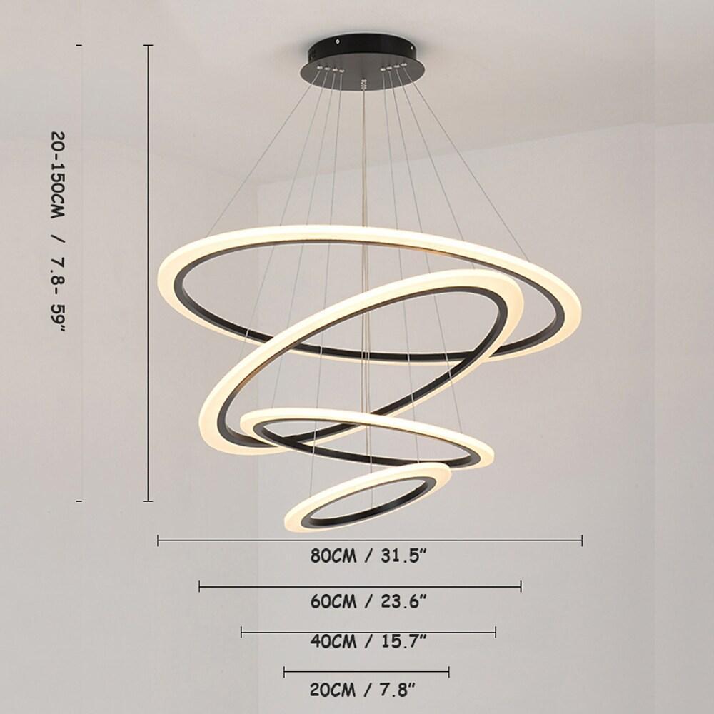 4-ring Geometric LED Modern Chandelier Pendant Light Hanging Lamp Island Lights - Lamp Outdoor