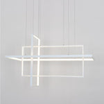 31.5'' Three-Part Futuristic Square Rectangular Hybrid Aluminum Chandelier with Capable Ambient Lights - Lamp Outdoor