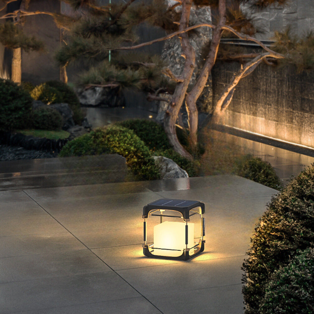Ray Simple Cube Cuboid Outdoor Floor Lamp Hardwired Solar - Lamp Outdoor