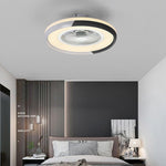 Circular Dimmable Flush Mount Bladeless Ceiling Fan with Light and Remote - Lamp Outdoor