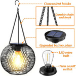 Metal Hollow Black Lantern Pendant Light Solar-Powered - Lamp Outdoor