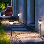 Elegant Black Solar LED Pathway Lights with Water Ripple Design - 27.6 Inch Height