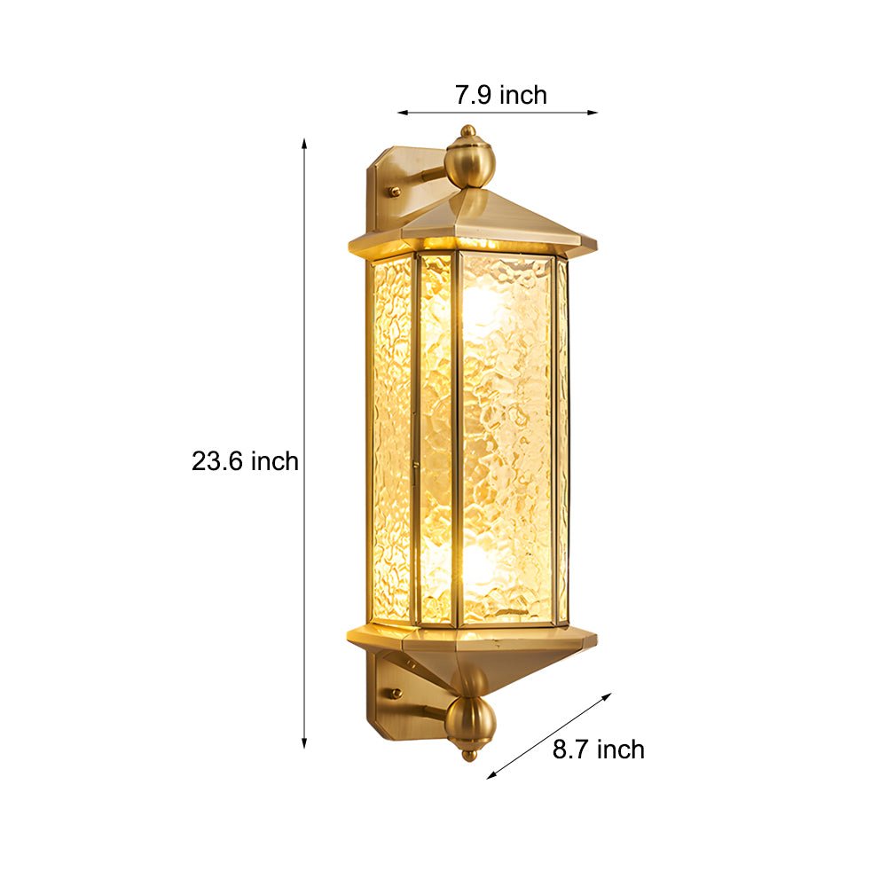Elegant Brass Glass Lantern Copper Outdoor Wall Light - Lamp Outdoor
