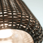 Elegant Rattan Shade LED Outdoor Floor Lamp Pendant Light with Stake and Open - Top Design