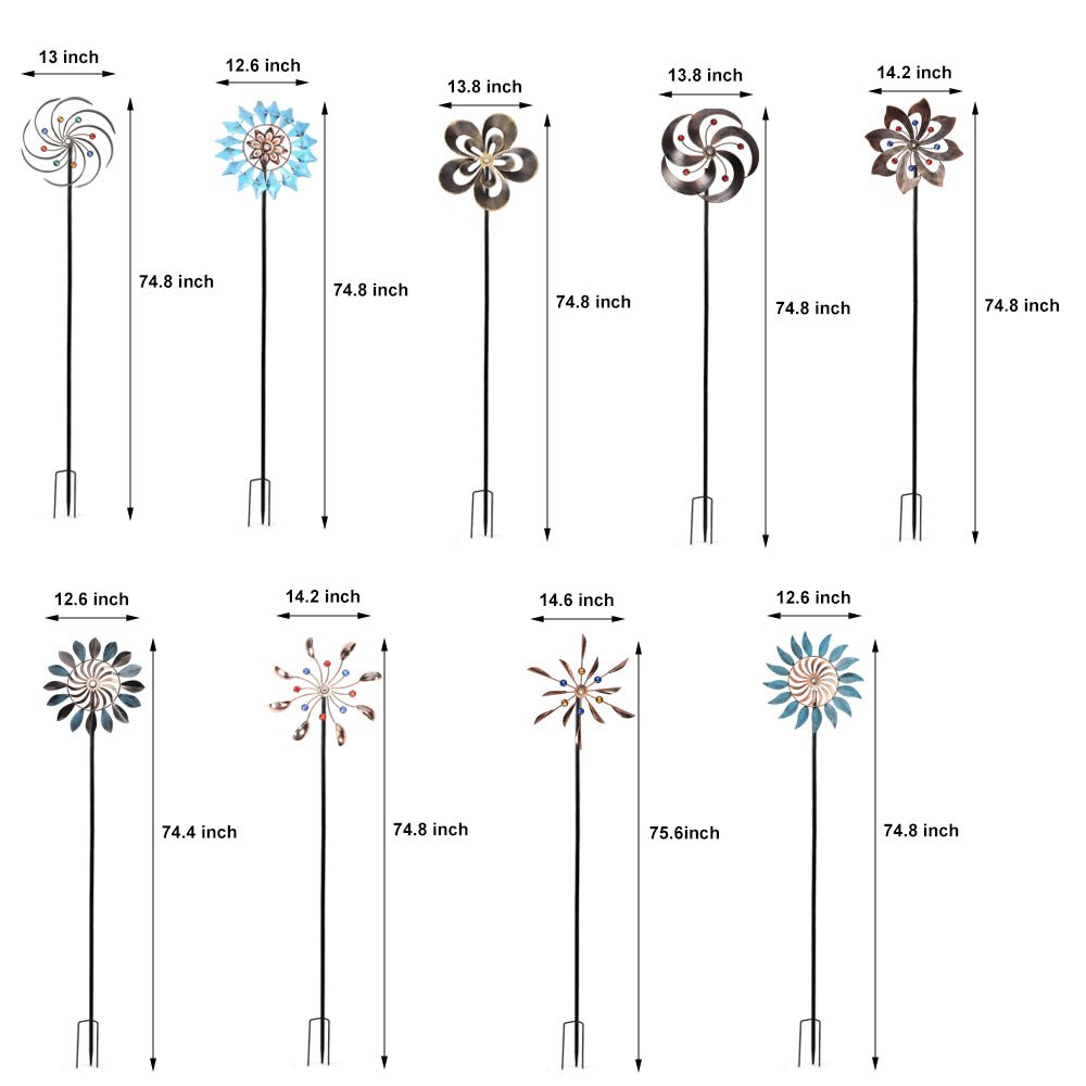 Elegant Vintage Iron Wind Spinner Solar Garden Stake Lights 2Pcs - Lamp Outdoor