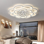 Modern Floral Acrylic LED Flush Mount Ceiling Light with Elegant Crystal Teardrops - Lamp Outdoor