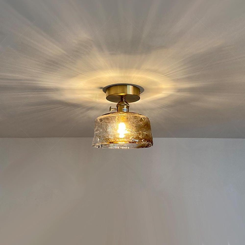 Creative Glass Lantern LED Electroplated Nordic Semi-Flush Mount Ceiling Lighting - Lamp Outdoor