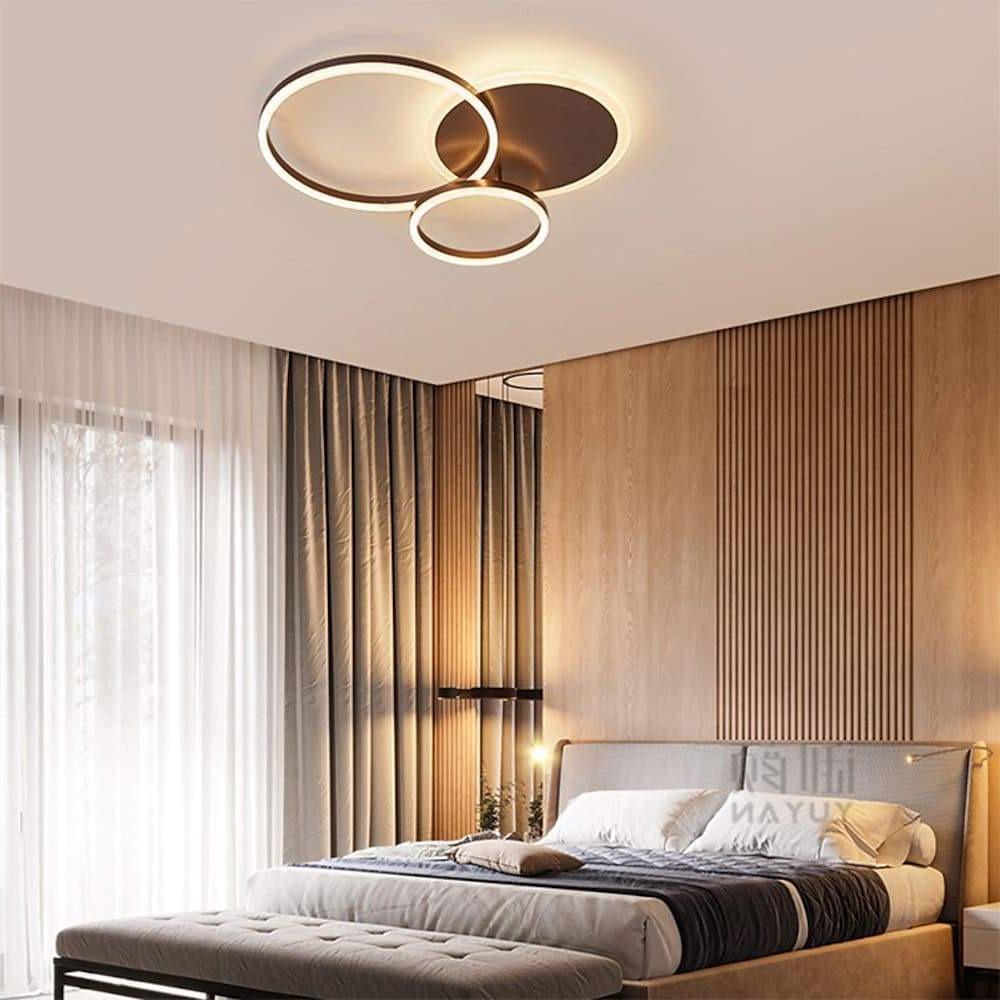 26'' LED Artistic Flush Mount Ceiling Light with Luxury 3 Ring for Bedroom - Lamp Outdoor
