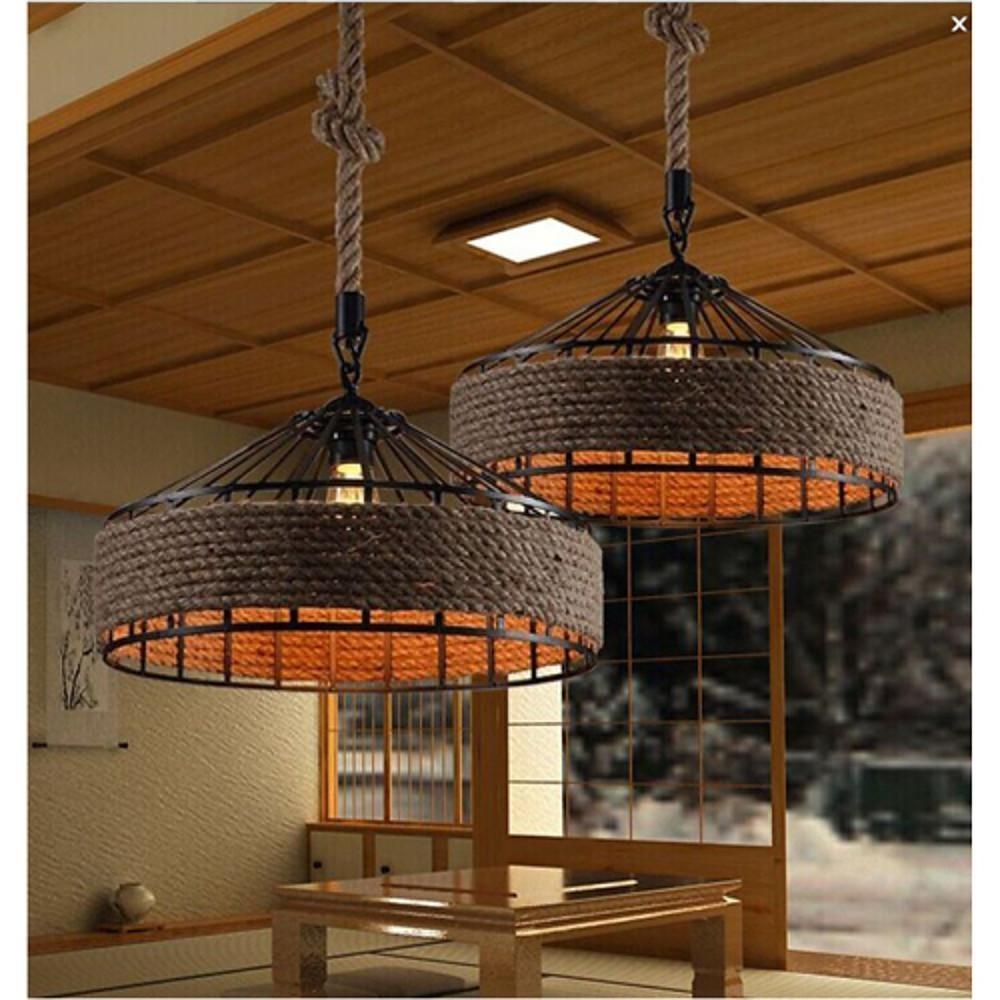 Circular Rope Wrapped Country Chandelier Hanging Lamp Pendant Light Island Lights - Lamp Outdoor