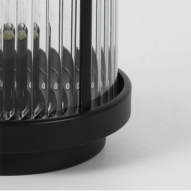Striped Glass Cylindrical Waterproof Portable Solar Outdoor Lanterns - Dazuma