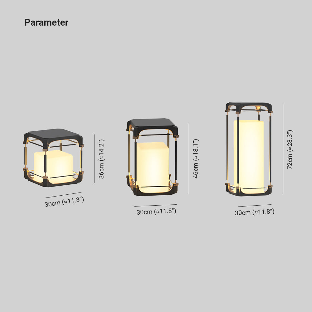 Ray Simple Cube Cuboid Outdoor Floor Lamp Hardwired Solar - Lamp Outdoor