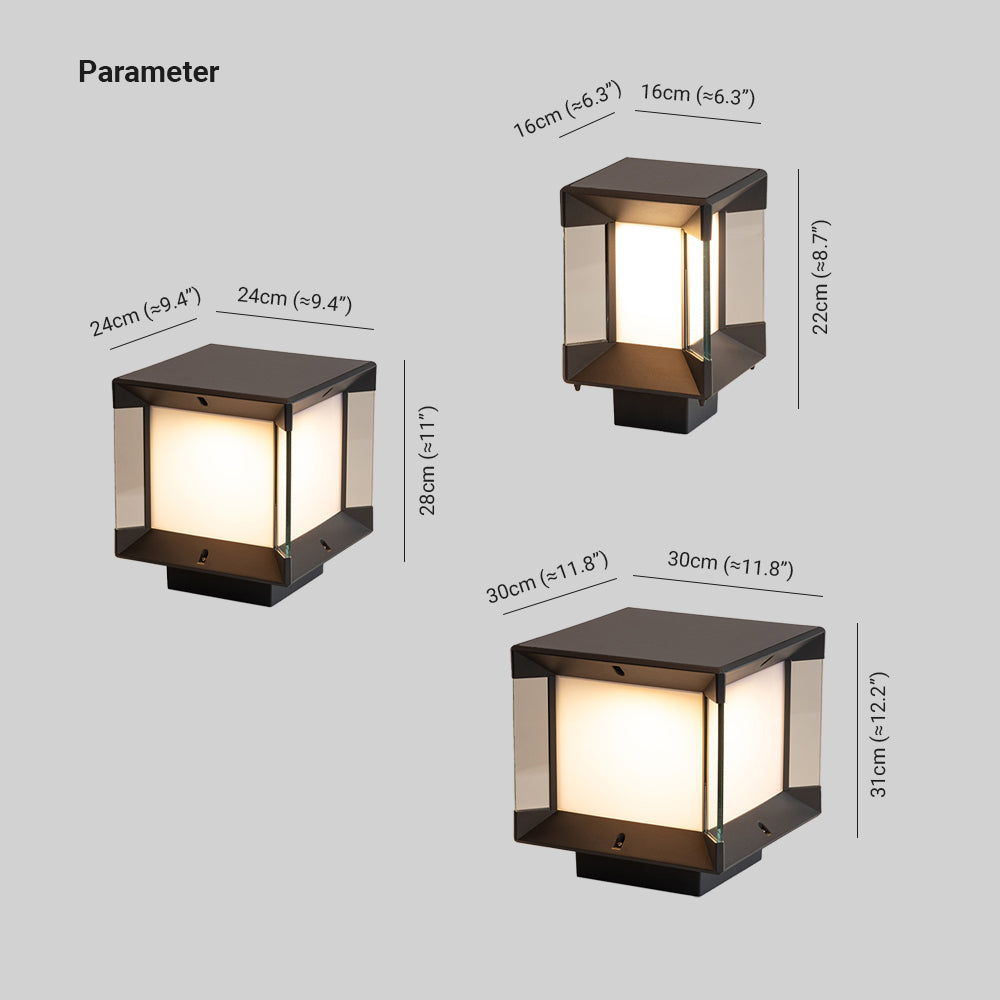Ray Modern Rectangular Metal Glass Outdoor Lamp - - Letslighting