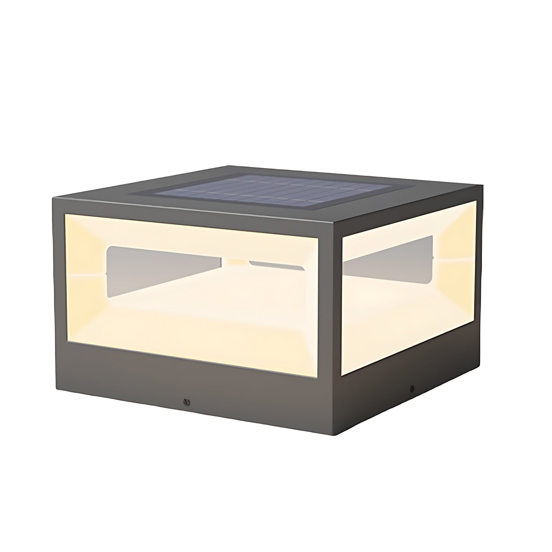 Modern rectangular outdoor light fixture with dark frame and frosted LED panel for contemporary landscape lighting