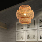 3-Tiered Rustic Bamboo Woven Pendant Light Living Room Lighting Ideasing 1-Light Single Cylinder Pendant - Lamp Outdoor