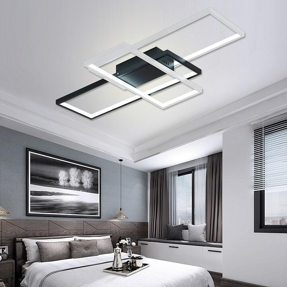 Multi Rectangle Large Flush Mount Ceiling Light with 3 Integrated Tiered Lights - Lamp Outdoor