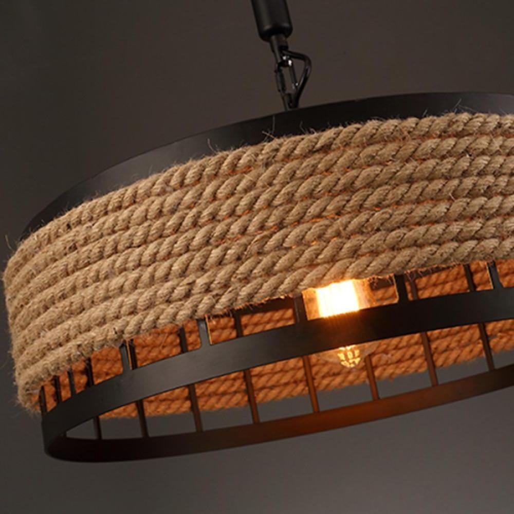 Circular Rope Wrapped Country Chandelier Hanging Lamp Pendant Light Island Lights - Lamp Outdoor
