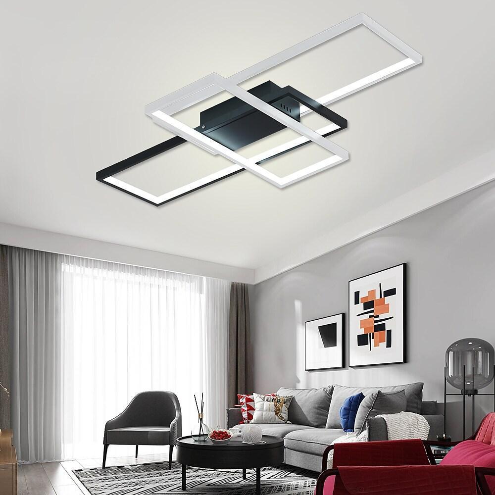 Multi Rectangle Large Flush Mount Ceiling Light with 3 Integrated Tiered Lights - Lamp Outdoor