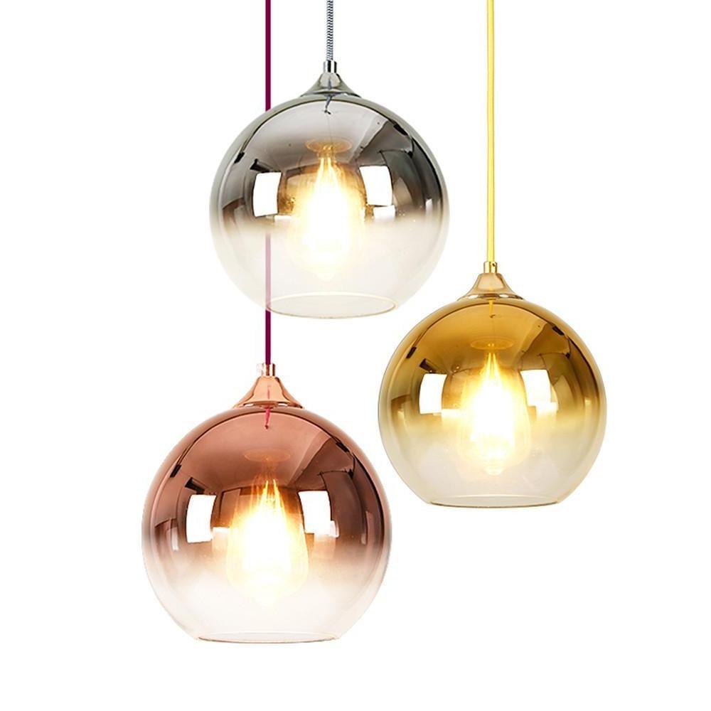 Gradient Color Glass Metal Globe Kitchen Island Pendant Lighting Ceiling Light - Lamp Outdoor