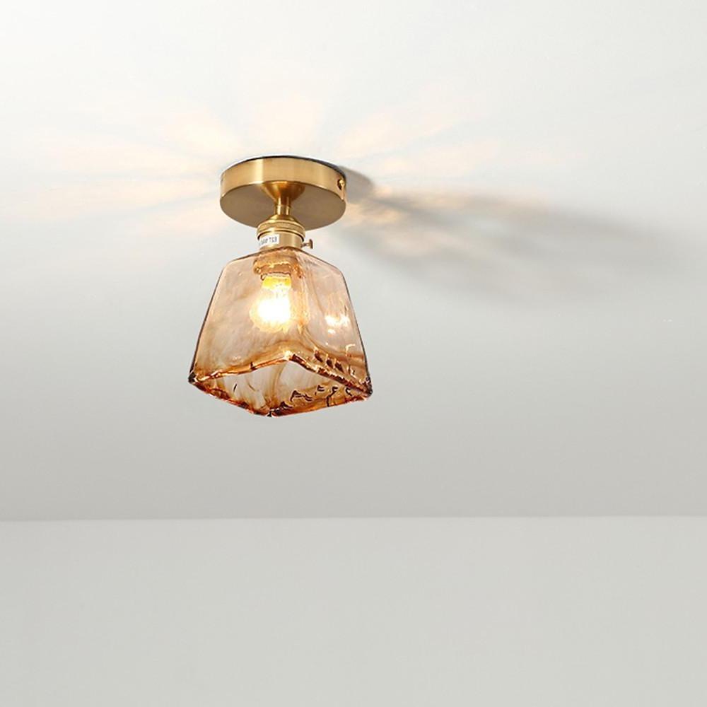 Creative Glass Lantern LED Electroplated Nordic Semi-Flush Mount Ceiling Lighting - Lamp Outdoor